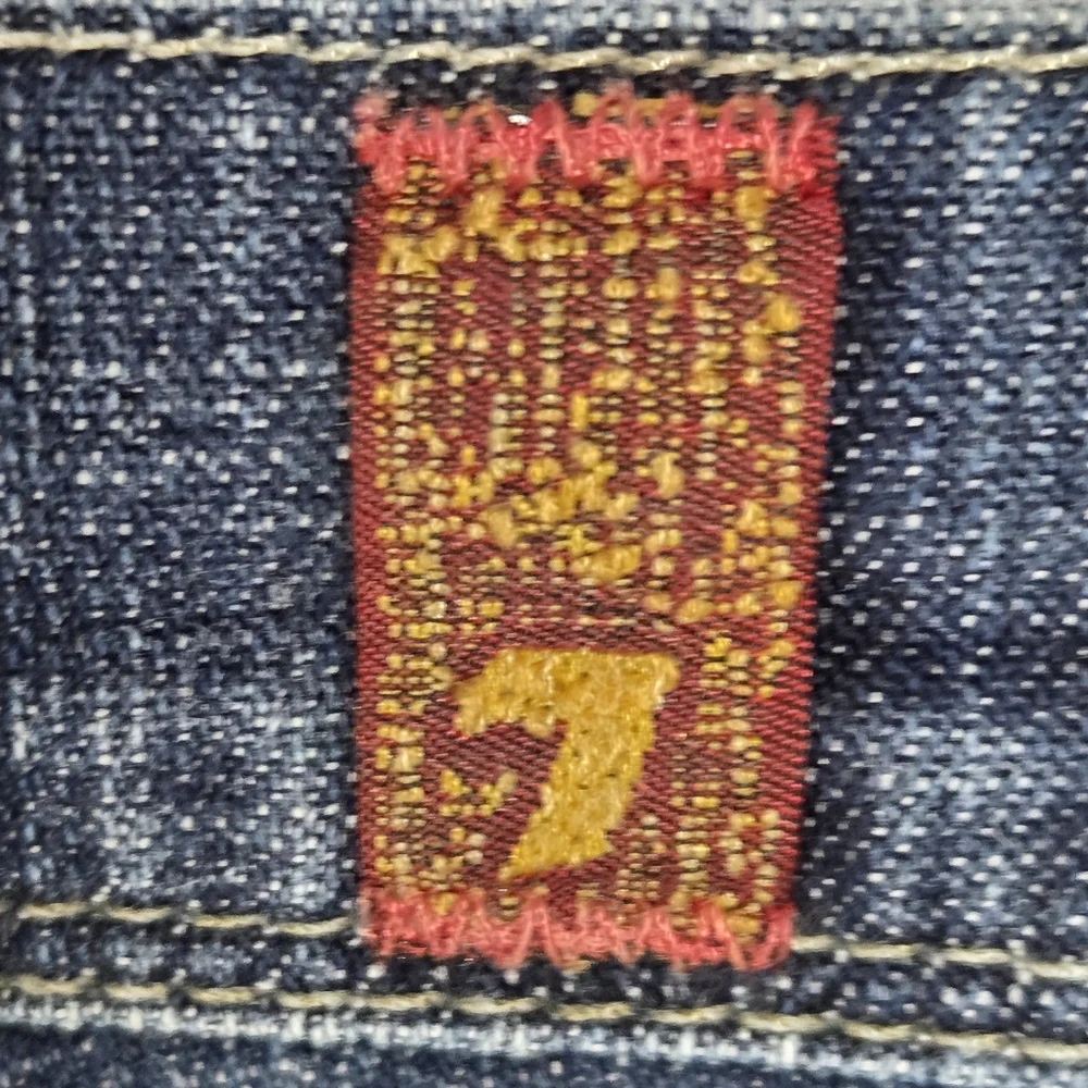 7 For All Mankind Blue Bootcut Cotton Denim Jeans Studded Back Pockets Size 28